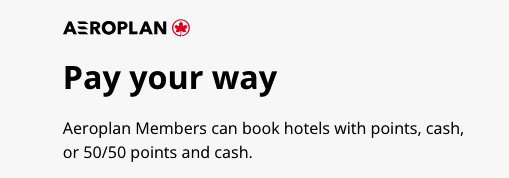 Air Canada Aeroplan Hotel Payment Options