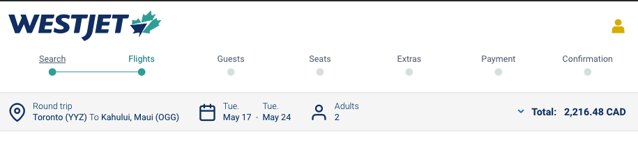 WestJet Flight Example