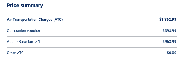 WestJet Voucher Example